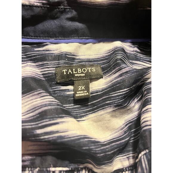 Talbots Plus Size Woman 2X Ikat Tunic Top Cotton Button down preppy classic - Picture 6 of 7